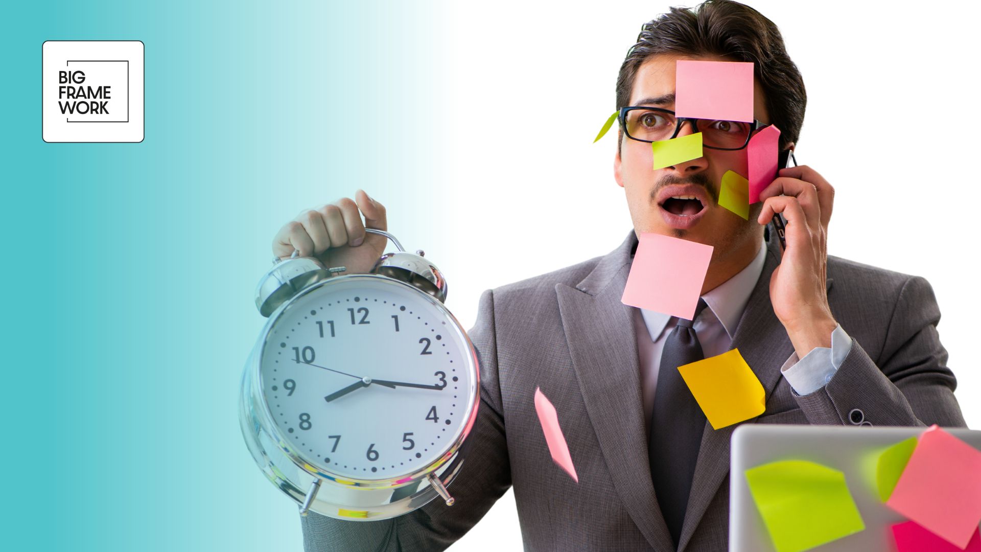 The hidden danger of unclear priorities - man with a clock and post its wondering what to prioritize.